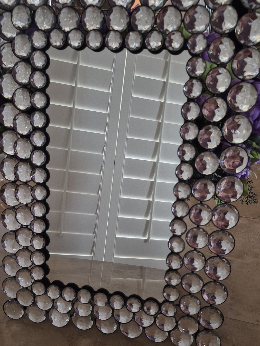 Neiman Marcus Faceted Crystal Beaded Wall Mirror